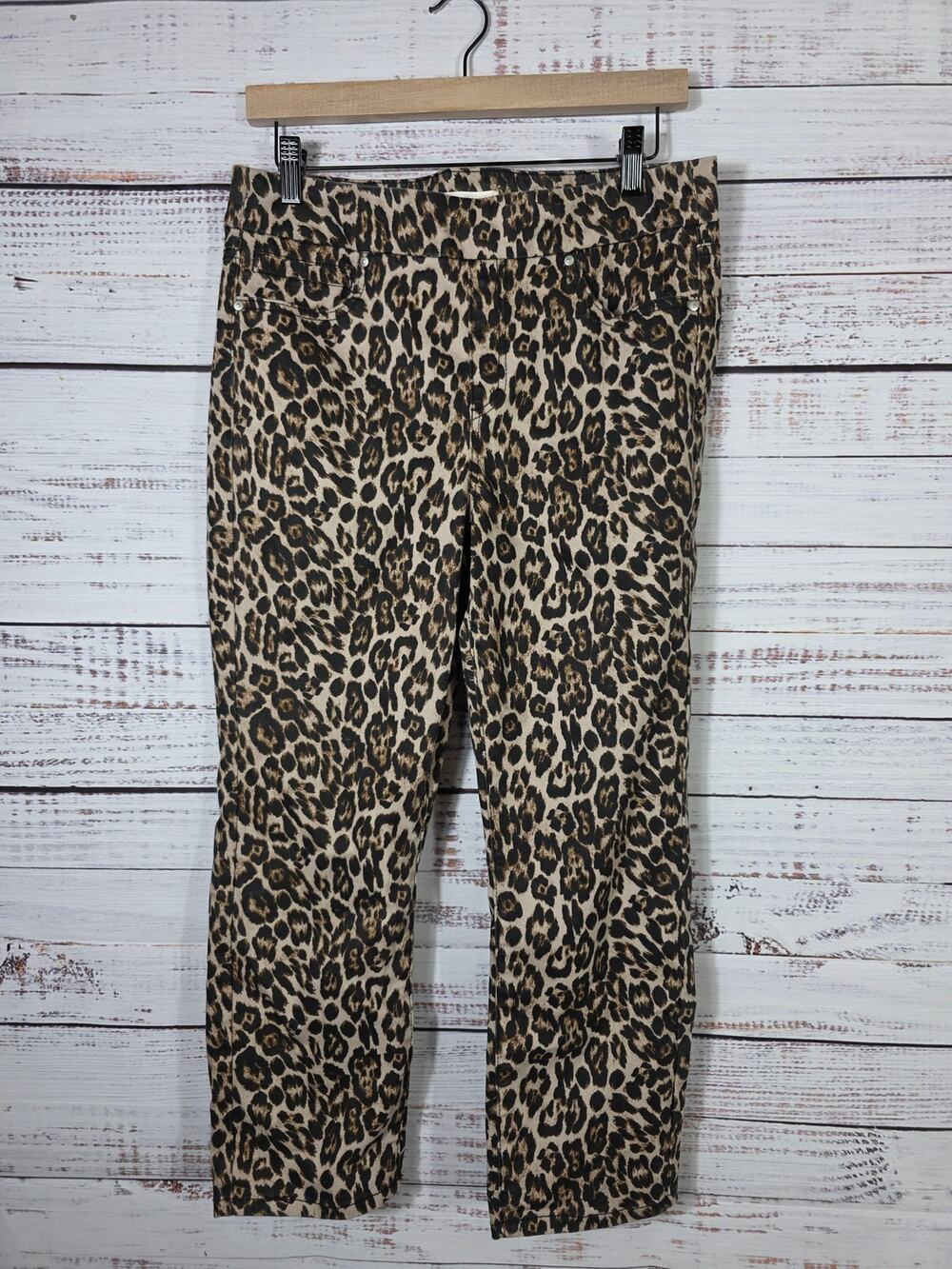 Westbound Leopard Print Slim Leg Pants Women's Size 8 Stretch Animal Print Mid